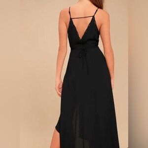 Astr The Label Isabella Black Lace Wrap Maxi Dress Lightweight size Small